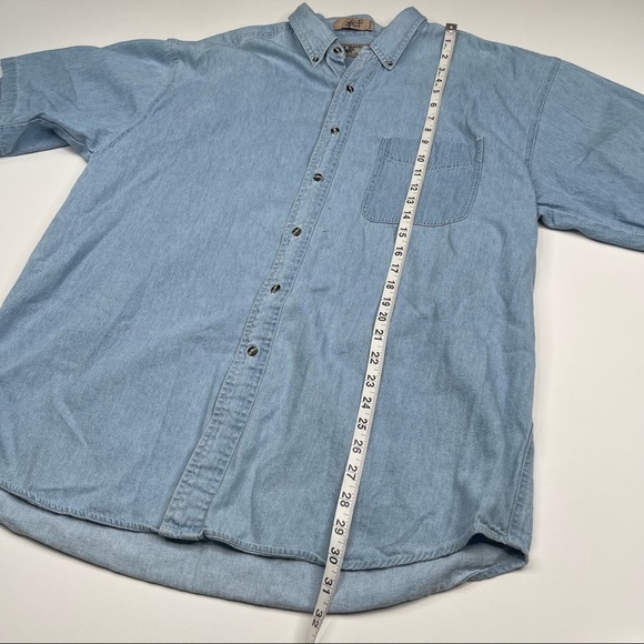 Vintage Native American Shirt Chambray Button Tribal Indigenous Blue Summer - Picture 9 of 12